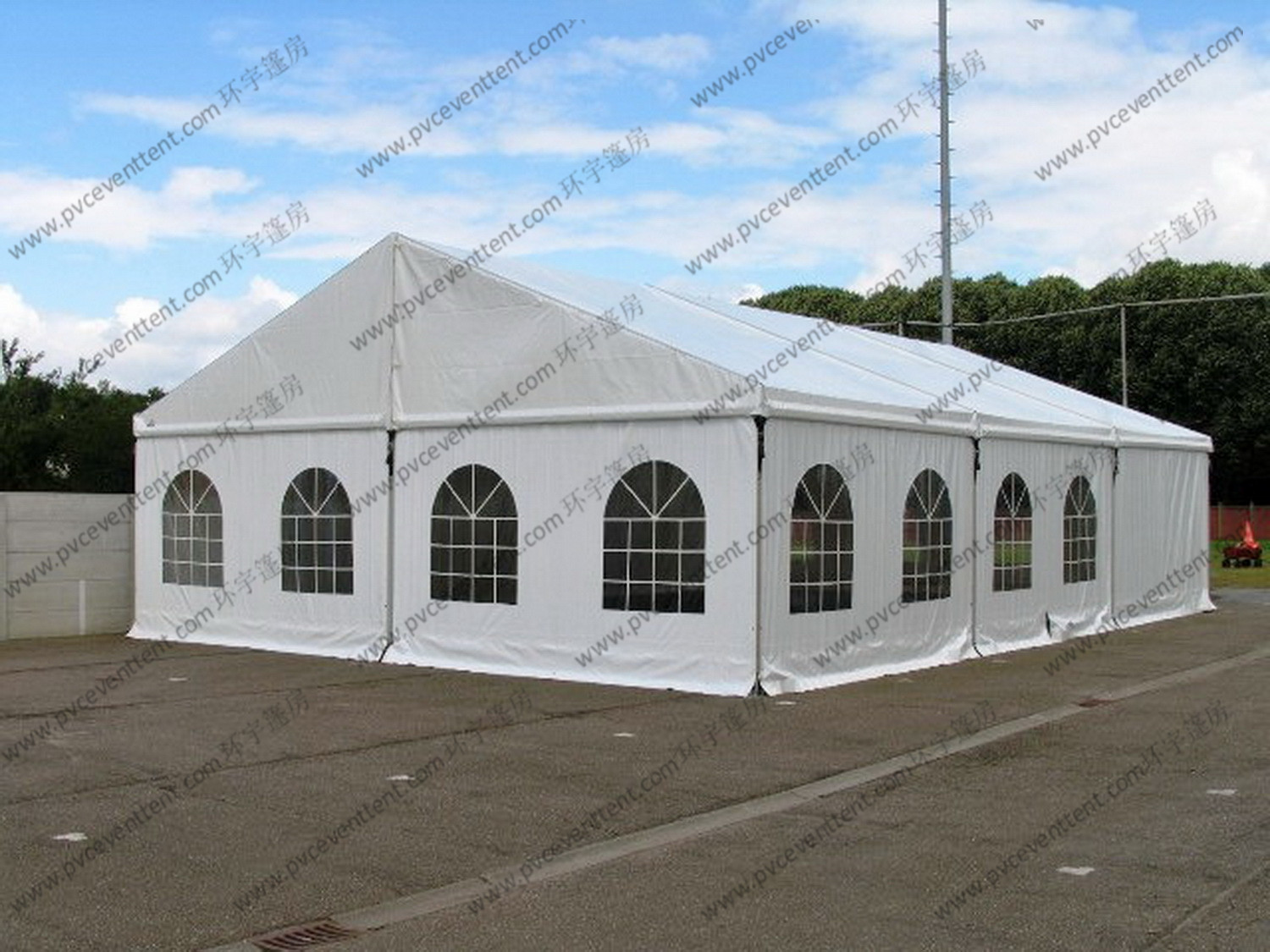 500 People Aluminum Outdoor Event Tents for Sale and Parties with Decorations and Church Windows or Glass Sidewalls